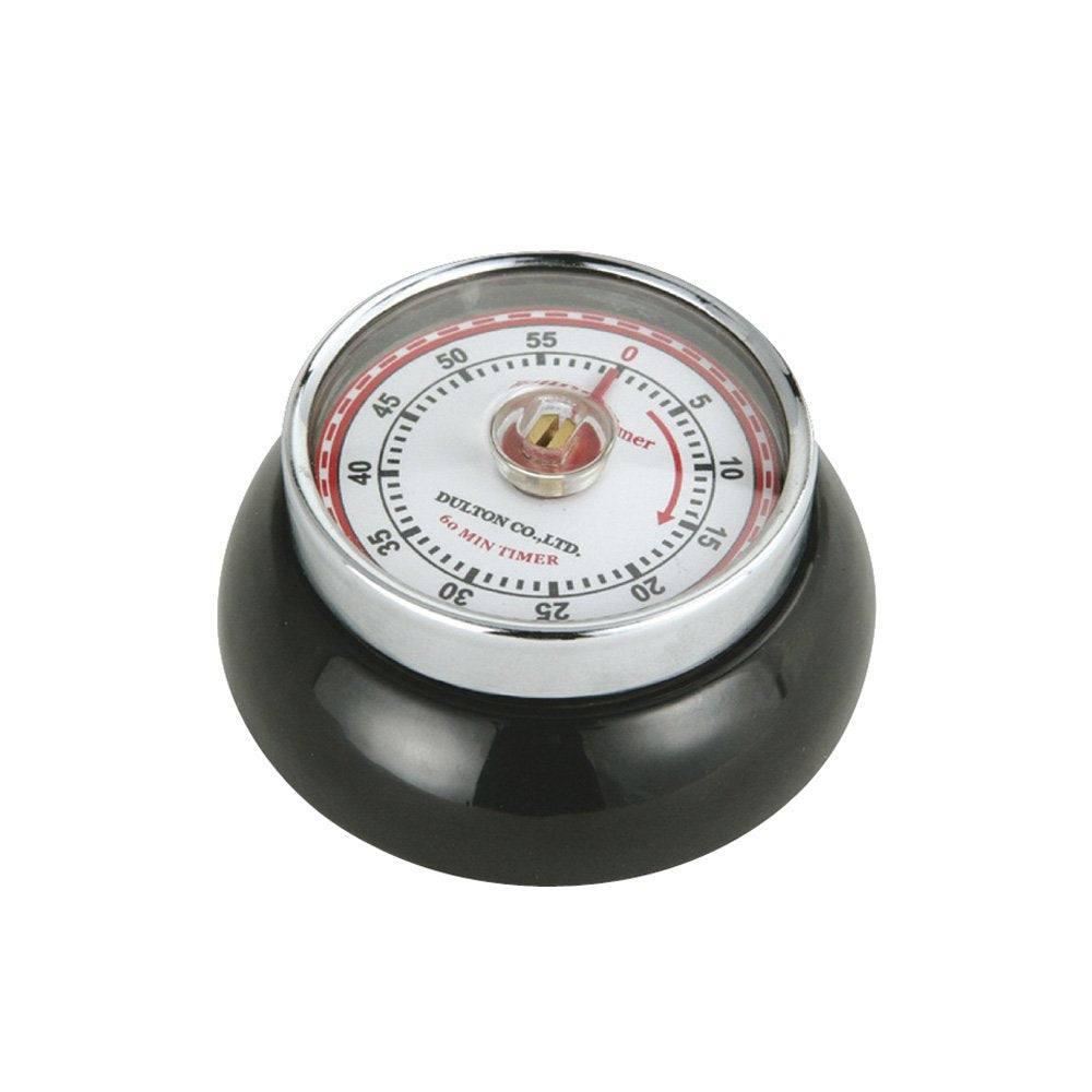 Zassenhaus Magnetic Retro Kitchen Timer, Classic Mechanical Cooking Timer (Black)
