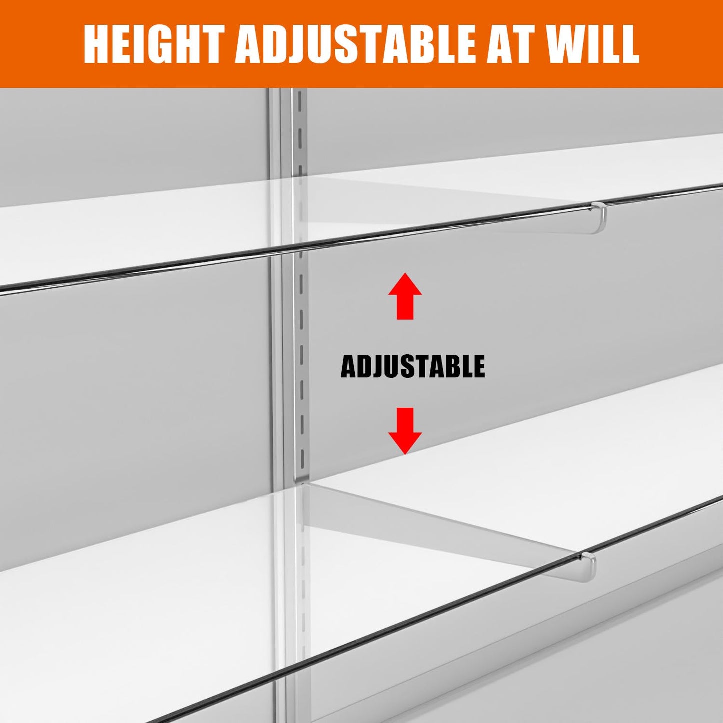 HUZJIEHUI 36" W x 18" D x 38" H - Retail Display Cabinet, White Wooden Full View Glass Display Cabinet with LED Lights and Glass Shelves