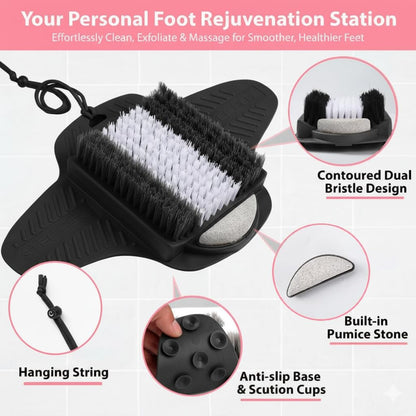 Efforest Shower Foot Scrubber Mat with Pumice Stone - Cleans, Smooths & Removes Dead Skin on Foot Without Bending, Foot Callus Remover with Non-Slip Suction Cups, Foot Scraper for Shower & Bathtub