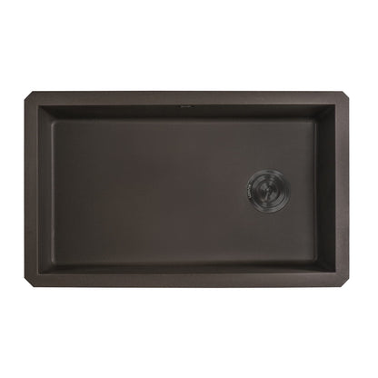 Ruvati 32 x 19 inch epiGranite Undermount Granite Composite Quartz Single Bowl Kitchen Sink - Espresso Brown - RVG2033ES