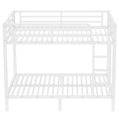 Bellemave Full Over Full Bunk Bed with Build in Ladder, Heavy Duty Bunk Beds with Full Length Guardrail, Easy Assemble, Mattress Not Included, White