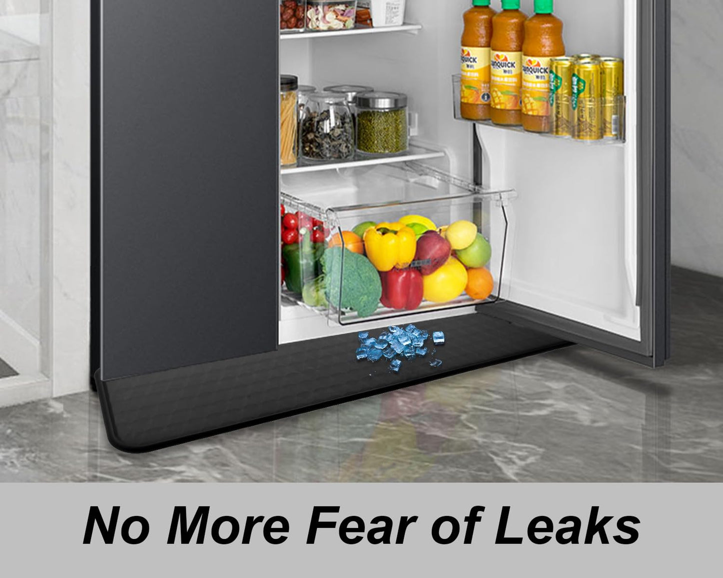 GMATCHUP Refrigerator Mat, Washing Machine Spill Liner, Drip Tray and Leak Catcher Mat, Fridge Mat Prevent Water Leakage and Floor Damage from Elecrical Equipment Heavy Duty 37.5'' x 8.5'' Black