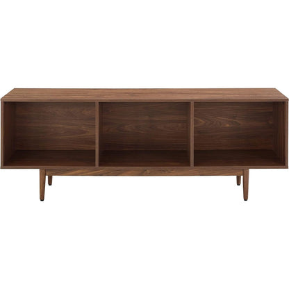 Maykoosh French Record Storage Console - Adjustable Rustic Cabinet for Vinyl & Media Large/Walnut