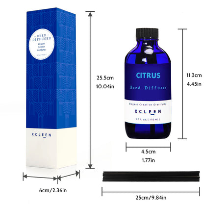 Reed Diffusers Set, 3.7 Oz Scent Diffuser, 6 Reed Diffuser Sticks, Home Fragrance Hyacinth, Peony & Citrus, Aromatherapy Oil Diffuser Reeds, More Masculine Scent, Bathroom & Office Decor 110ml