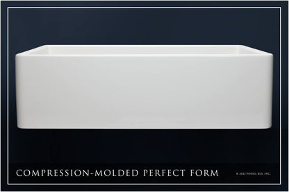FSW1008AC LUXURY 36-INCH SOLID FIRECLAY FARMHOUSE SINK IN WHITE, ANTIQUE COPPER ACCS, FLAT FRONT