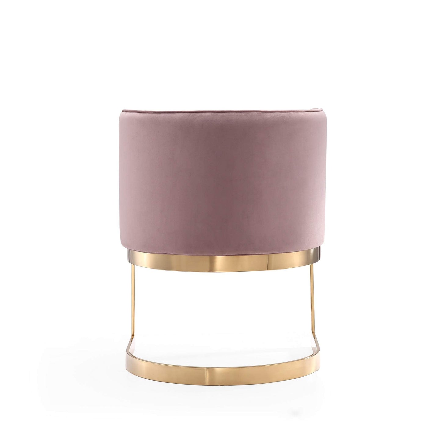 Manhattan Comfort Aura Velvet Dining Chair with Modern Floating Frame Design, Curved Backrest, Upholstered Padded Cushions, Polished Brass Finish, No Assembly Required, Set of 2, Blush