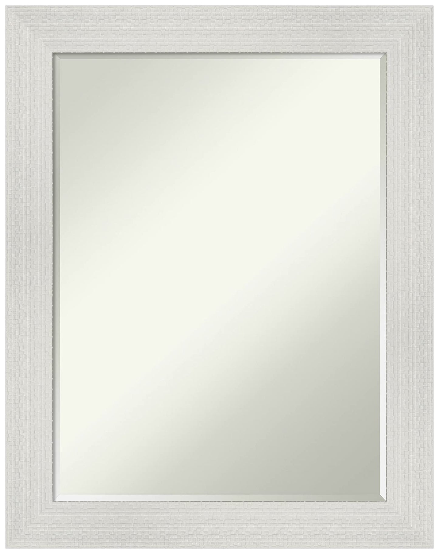 Amanti Art White Bathroom Mirror for Over Sink, 28x22 Mosaic White Rectangle Vanity Mirror, Medium Casual Frame, Hangs Horizonally and Vertically, Bathroom Wall Decor, Petite Bevel Edge