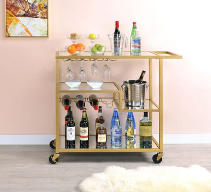 GOWE Adamsen Mirrored & Champagne Finish Serving Cart