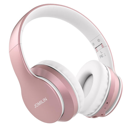 JOMILIN B9 Bluetooth Headphones Over-Ear, 3 EQ Music Modes and 50H Playtime Wireless Headphones with Mic, Hi-fi Stereo Lightweight Folding Headset, Volume Control for Travel Tablet PC (Rose Gold)