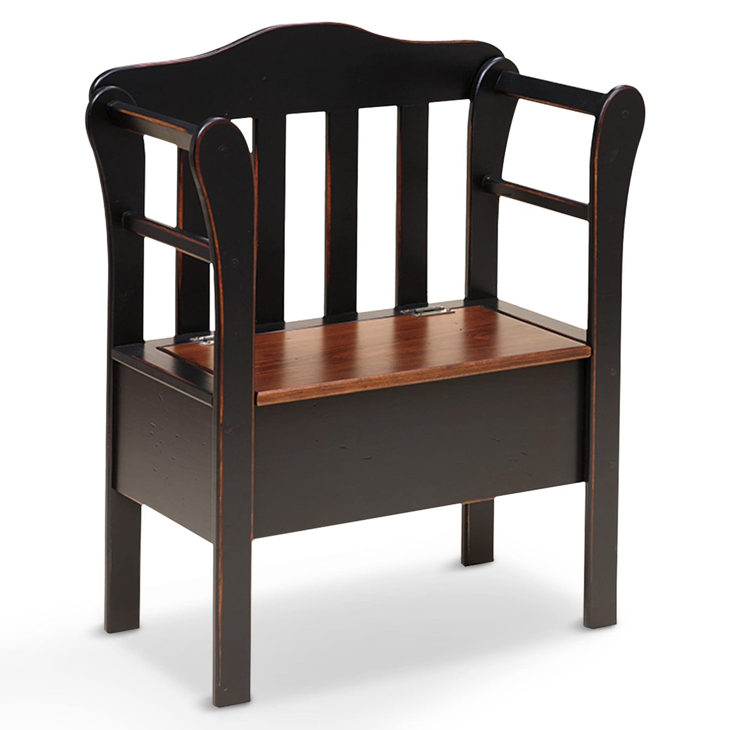 Peaceful Classics Bench with Storage - Small Wooden Storage Bench for Entryway, Hallway, Mudroom, Farmhouse, Bedroom, & Living Room, Amish Handmade Furniture Storage Organizer, Black