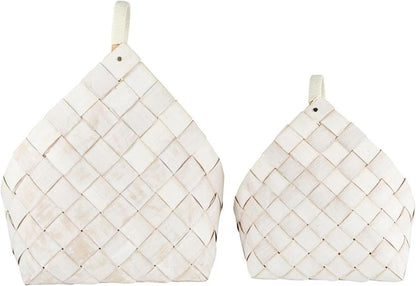 Santa Barbara Design Studio Wood Woven Storage Baskets, Nested Baskets for Home Décor, Set of 2