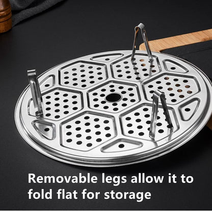 Round Stainless Steel Steamer Rack, Thicken 7.7" 8.5" 9.3" 10" Inch Diameter Canner Steaming Rack Stand Cooking Ware Food Vegetable Steam Tray for Pressure Cooker Pot (4 Pack)