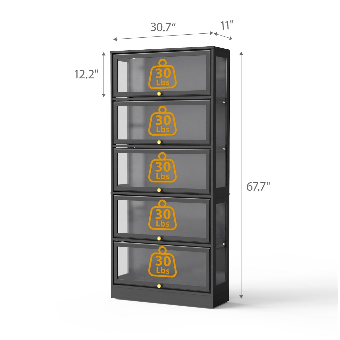 BONITURE Display Cabinet with Acrylic Glass Doors,5-Tiers Curio Cabinet with LED Lighting for Collectibles, Collectibles Toy Organizers Rack & Display Shelf Display Case Storage Cabinet, Black