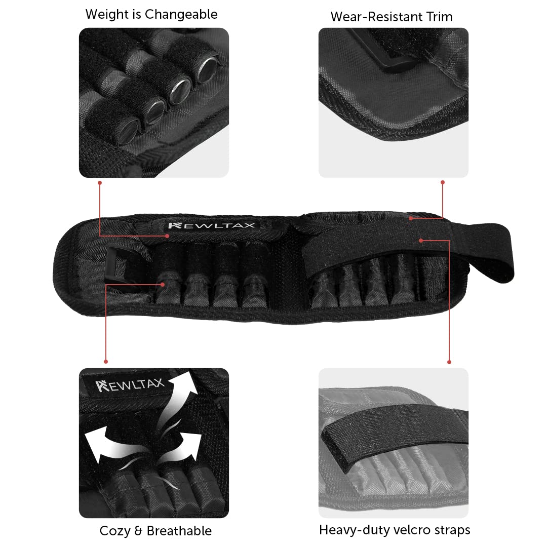 Pair of Adjustable Ankle/Wrist Weights Can Be Adjusted Weight Size - 2 x Weight Wraps Leg and Hand Weights For Walking Running Exercises - Adjustable Weights (2-LB Each (4-LB Total))