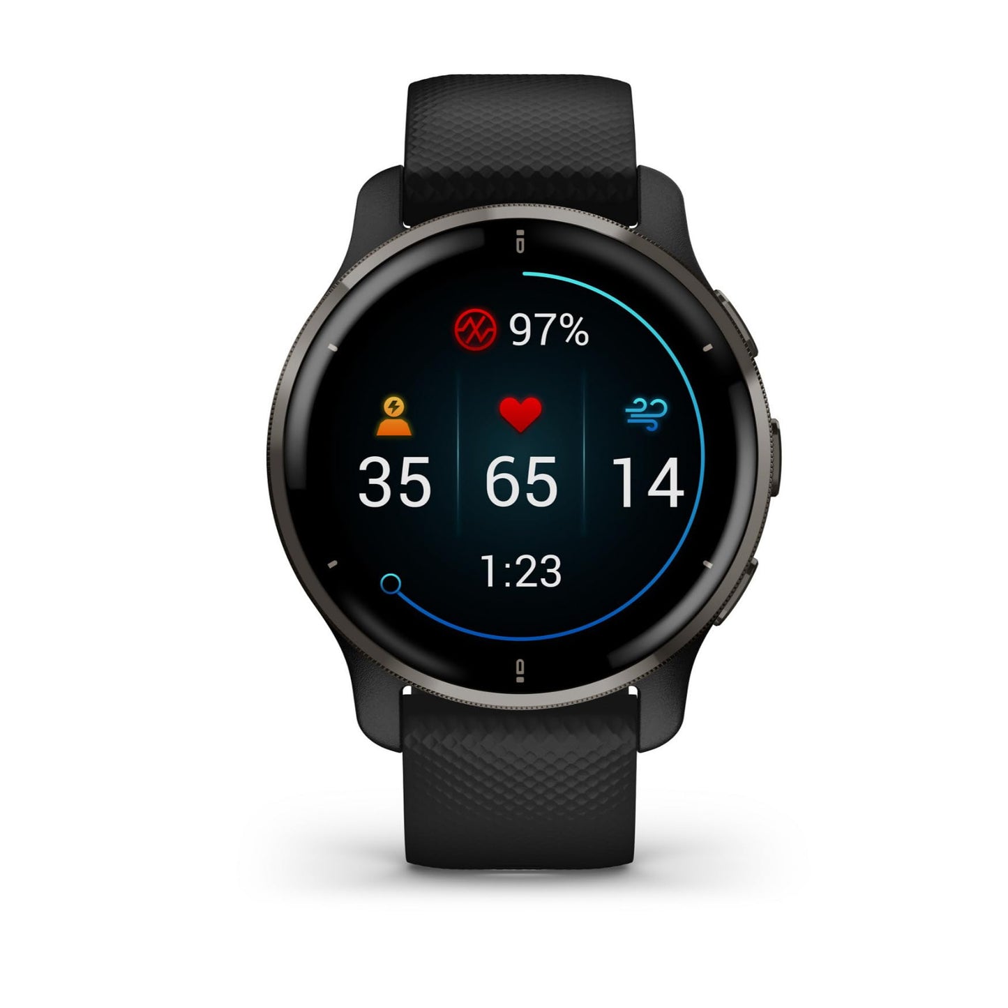 Garmin Venu 2 Plus, GPS Smartwatch with Call and Text, Advanced Health Monitoring and Fitness Features, Slate with Black Band