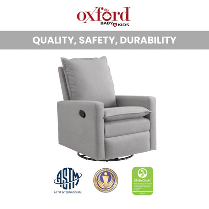 Oxford Baby Uptown Upholstered Swivel Glider and Recliner Nursery Chair, Gray