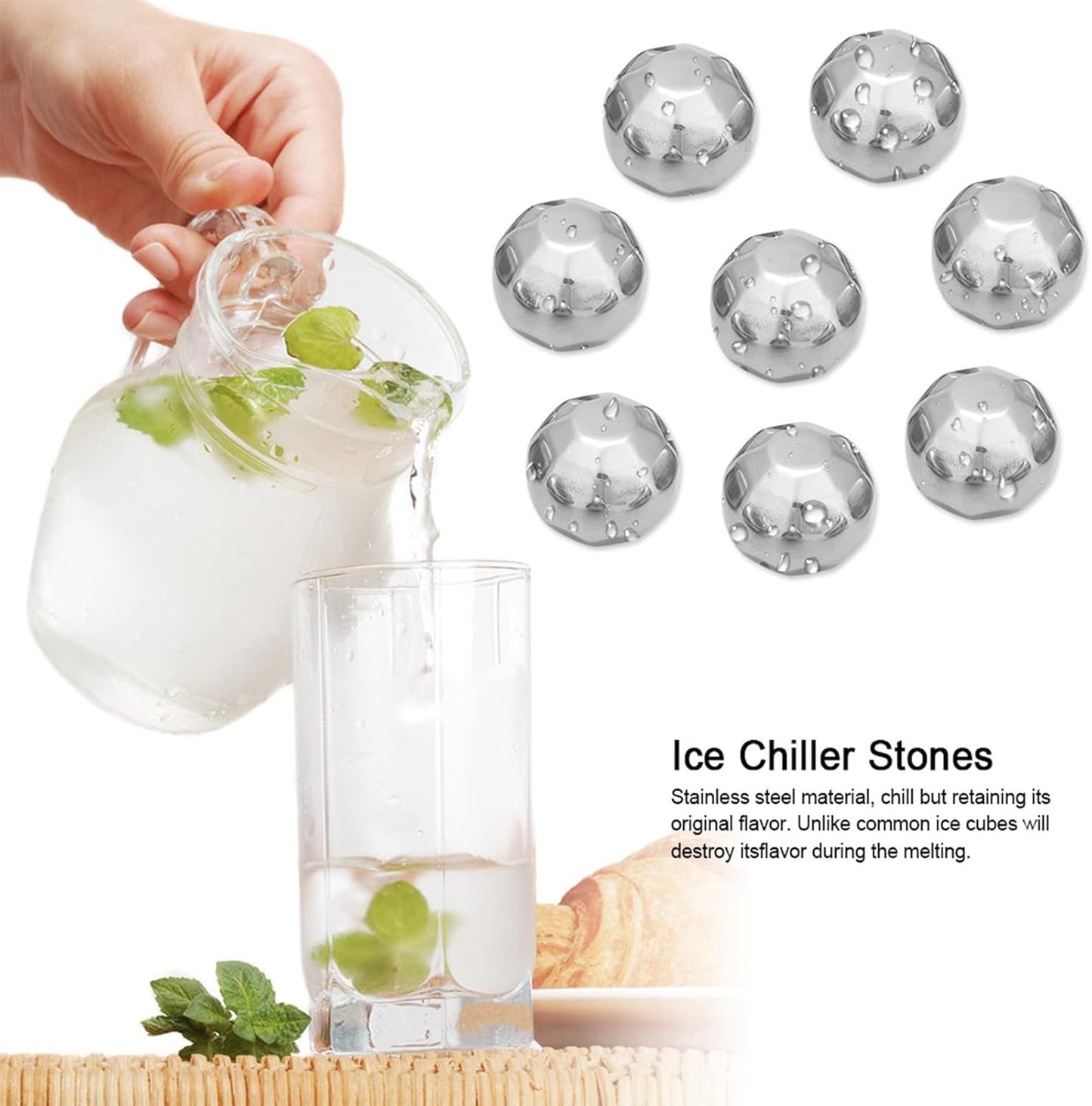 Stainless Steel Ice Spheres for Chilled Wine, Whiskey, and Fruit Drinks