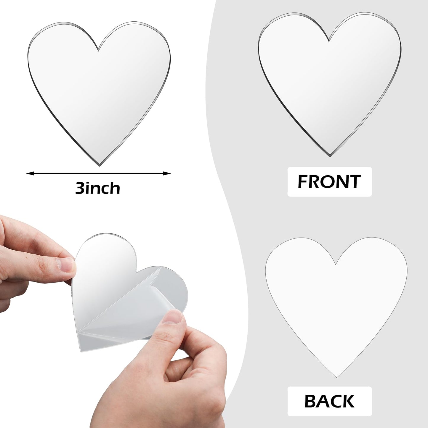 Jetec 100 Pcs Heart Shaped Mirror Tiles, Tiny Mirrors for Crafts, DIY Mosaic Small Circle Mini Mirror Tiles for Arts and Crafts Projects, Traveling, Framing, Room Home Decor(3 Inch)