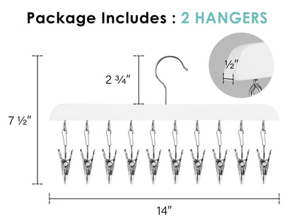 StorageWorks Hat Rack, Closet Organizer and Storage for Baseball Caps,Set of 2 with 10 Adjustable Stainless Steel Clips, Fits All Caps, White