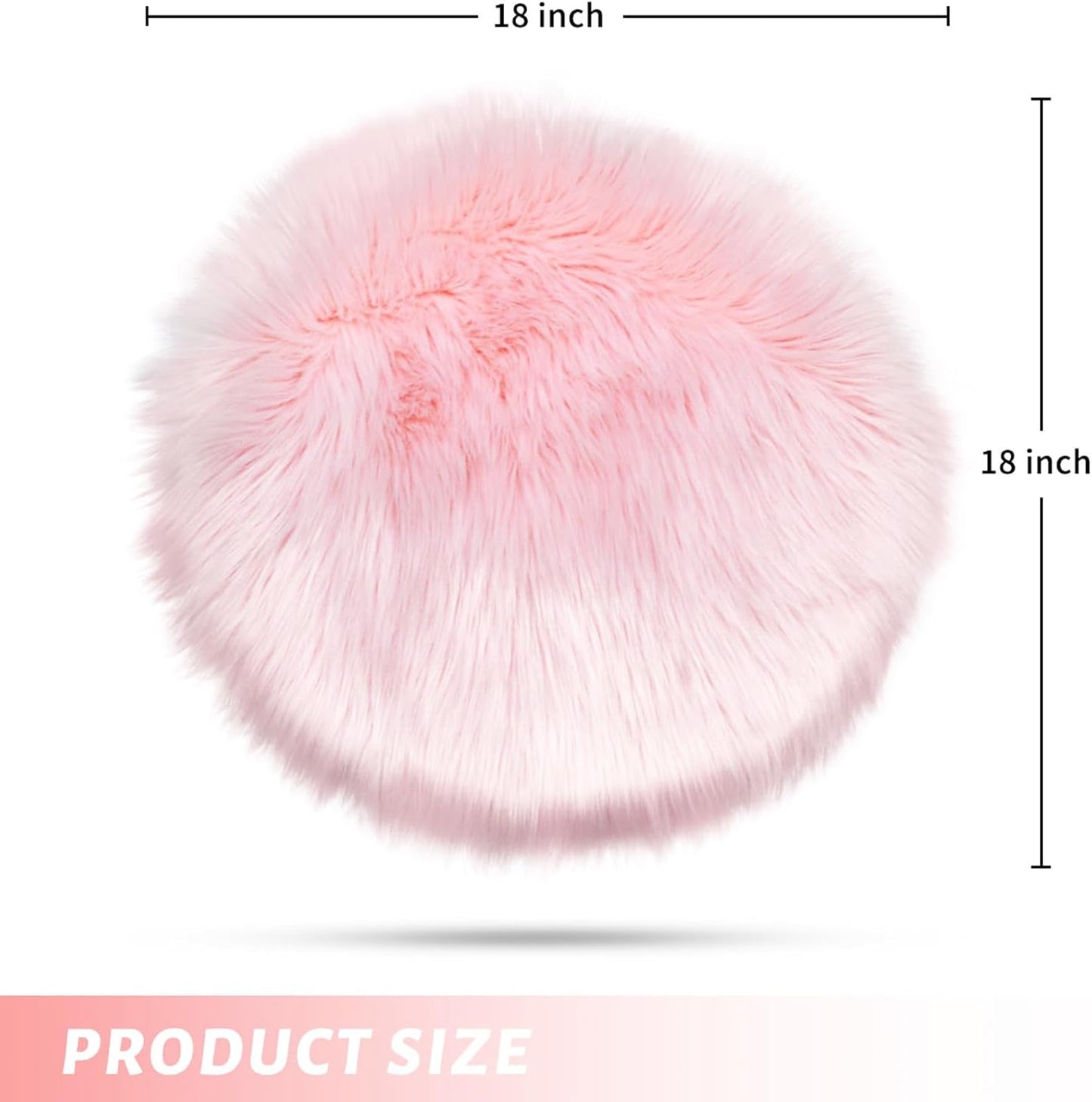 18" 18" OKAYDA x Round Faux Sheepskin Chair Cover Seat Cushion Pad Super Fluffy Soft Fur Rug for Vanity Chair, Car