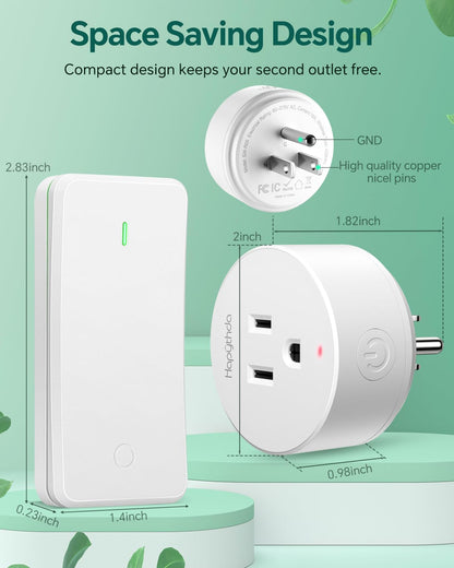 Remote Control Outlet, Buckle Design Removable Wireless Wall Mounted Light Switch, 300 ft 15A 1500W, No Wiring Electrical Remote Outlet for Appliance