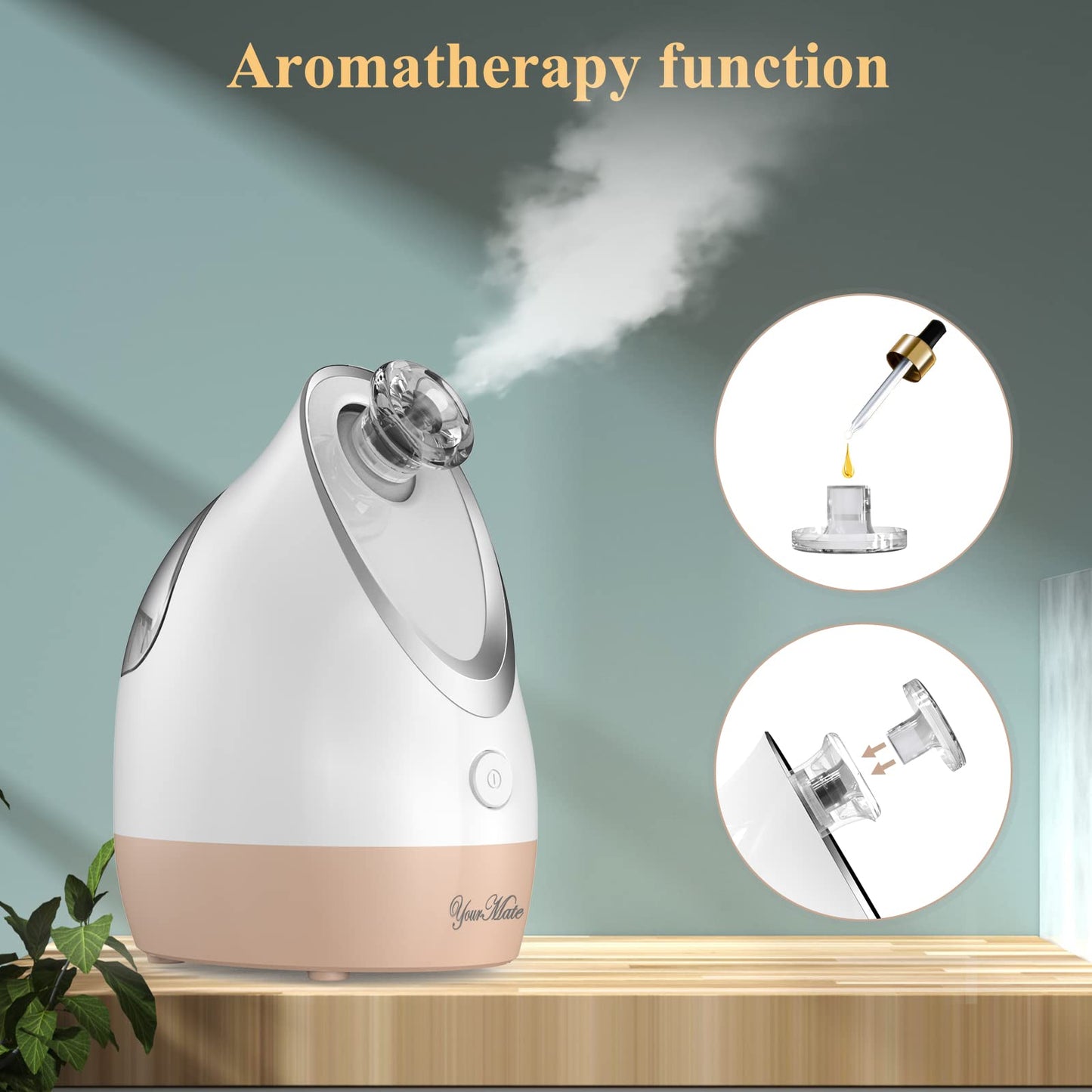 YourMate Facial Steamer Nano Ionic Face Steamer, Adjustable Nozzle with Aromatherapy Warm Mist for Sinuses Moisturizing Humidifier Unclogs Pores, Homeuse Vaporizador Facial (White)