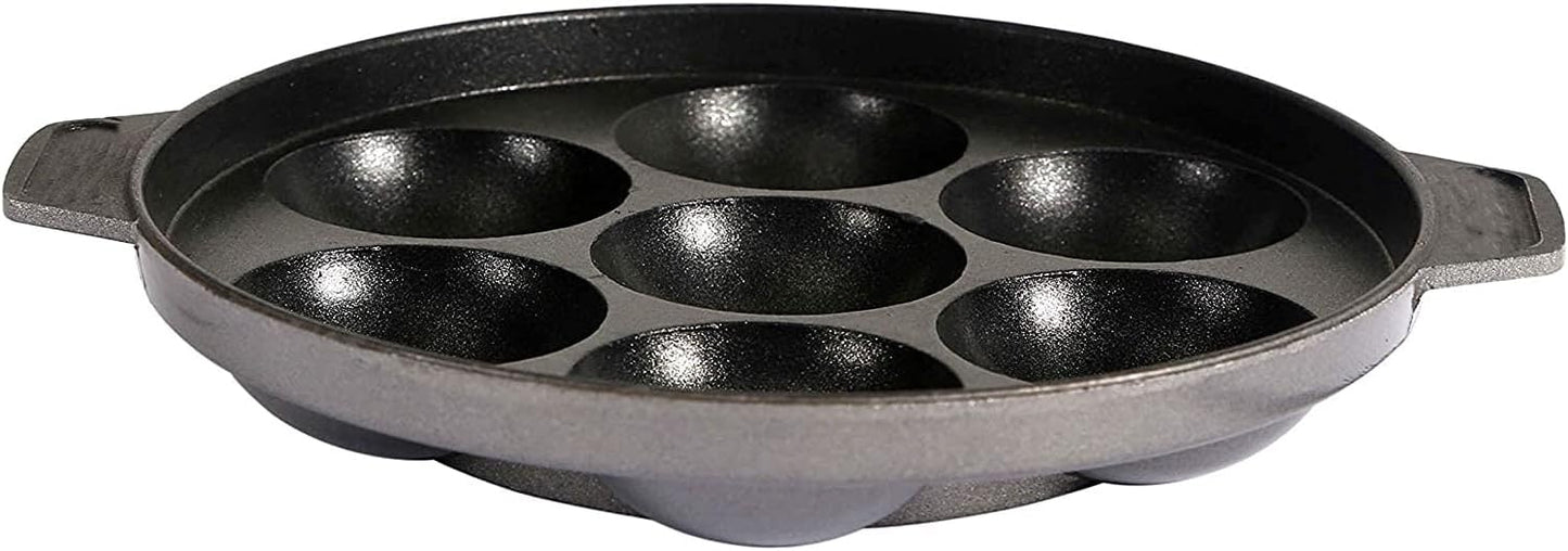 SHRIYA Appam Patra Non-Stick Pan, 7 Cavities, Paniyaram Pan with Stainless Steel Lid