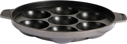 Appam Patra Paniyaral Non-Stick Paniyaram Pan with Stainless Steel Lid, 7 Balls
