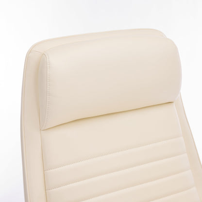 COLAMY Ellis High-Back Home Office Desk Chair, Leather Executive Chair with Integrated Armrests, Beige