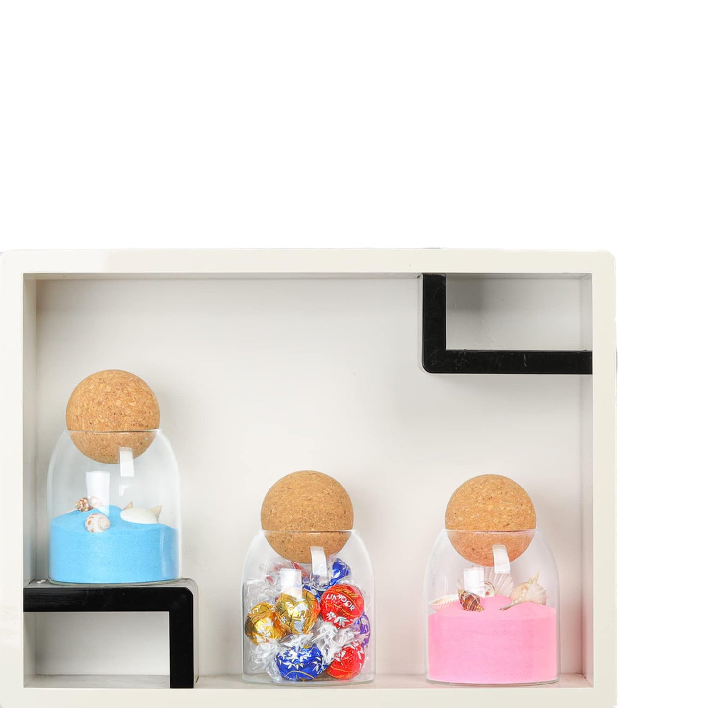 ComSaf 3 Pack 16oz Clear Decorative Glass Jars with Cork Ball Lid - Coffee Bar Kitchen Counter Bathroom Storage, Dishwasher Safe, Glass Canisters for Coffee Sugar Candy Storage - Home Decor & Gifting