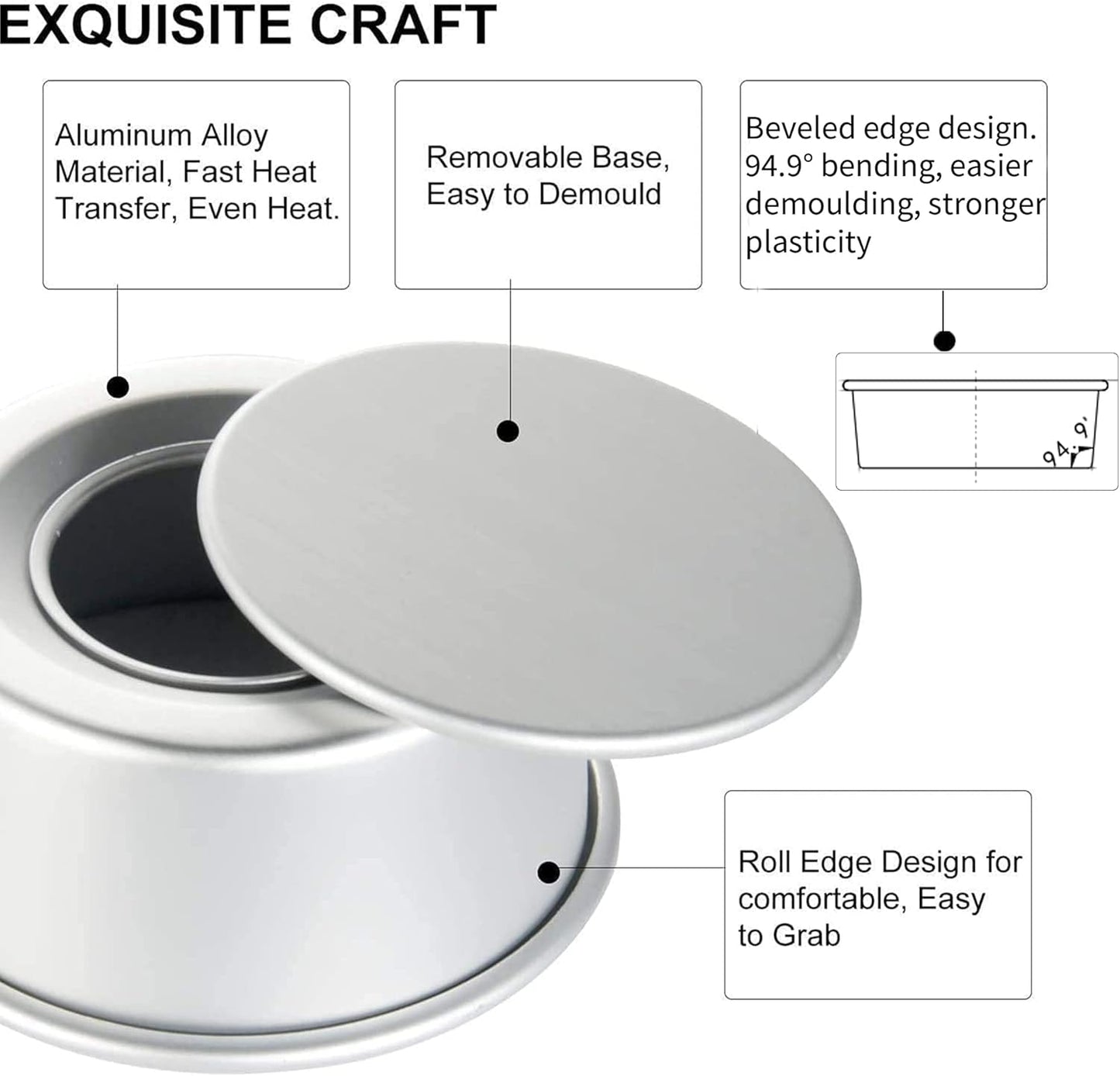 EXGOX 2 Pack 9-Inch Non-Stick Deep Aluminum Round Cake Pan with Removable Bottom for Wedding/Birthday/Christmas Baking