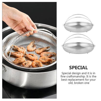 SHOWERORO Steamer Basket with Handle 8.85 Inch Stainless Steel Reusable Food Steaming Rack for Rice Cooker Vegetables Seafood and More