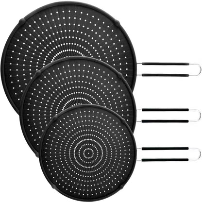 Apidgrowth Silicone Splatter Screen for Frying Pan,Grease Splatter Guard,Heat-Resistant Splatter Guards for Cooking,Dishwasher Safe (9.8", 11.4", 13")