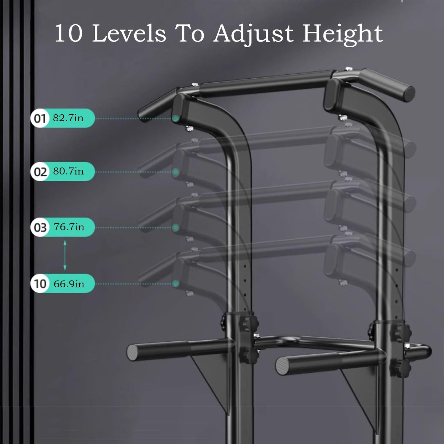 Power Tower Pull Up Bar Adjustable Dip Bar Workout Station Muscle Building For Home Gym Strength Training Equipment 1300lbs Weight Capacity