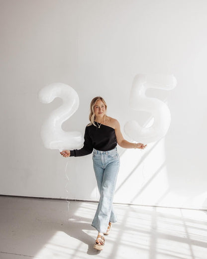 Translucent Number 30 Balloon - 40 Inch White Birthday Decoration for 30th Party Supplies