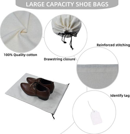GONGKANGYUAN Shoe Bags for Travel - Flannel Drawstring Pouch for Men & Women | 2 Pack