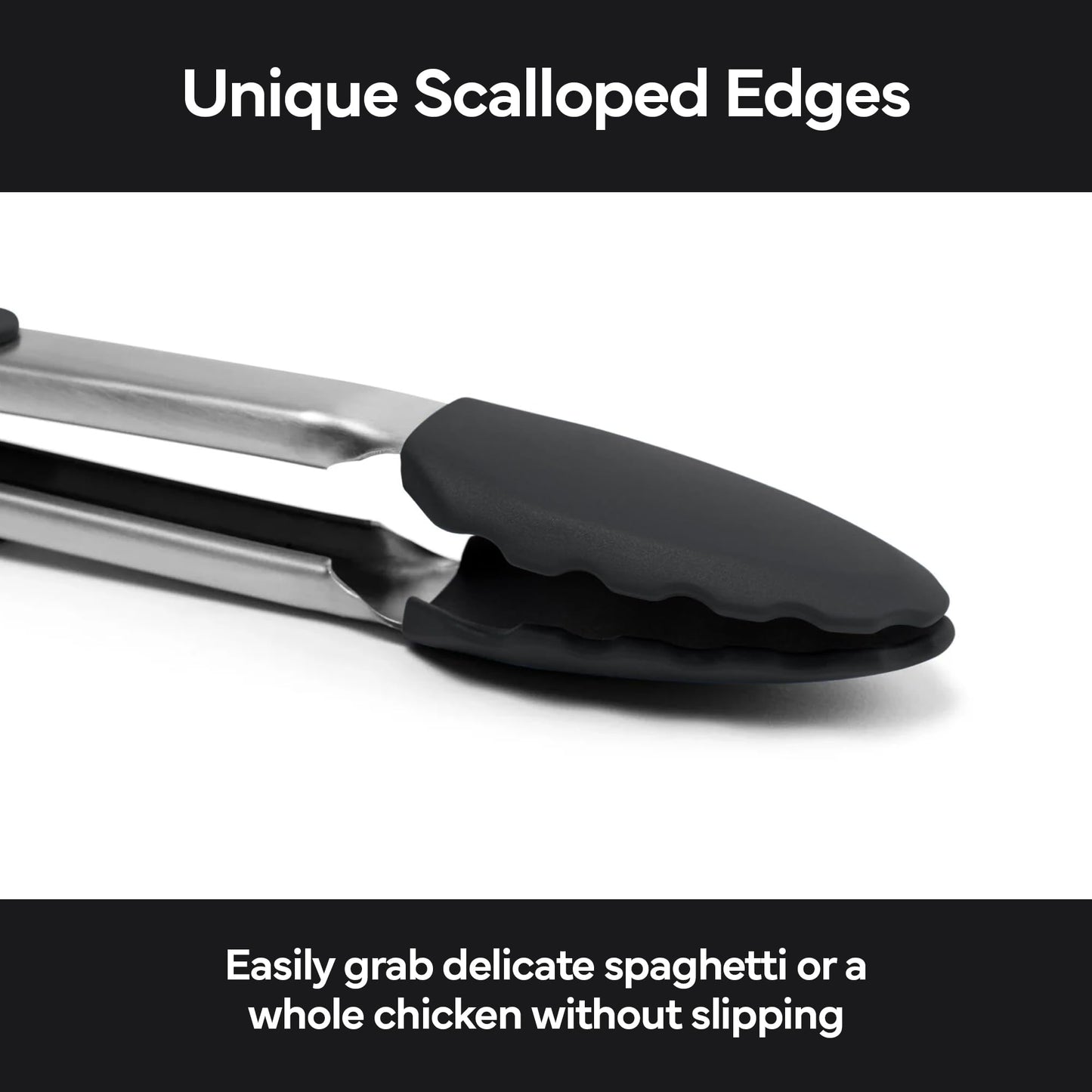 Misen Kitchen Tongs - Dishwasher Safe, Heavy Duty - Precision Silicone-Tipped Grilling Tool - Heat Resistant, Nonstick Safe - Perfect for Serving and Air Frying- 13 Inch | Black