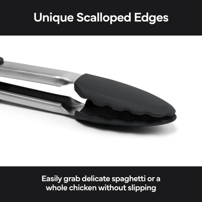 Misen Kitchen Tongs - Dishwasher Safe, Heavy Duty - Precision Silicone-Tipped Grilling Tool - Heat Resistant, Nonstick Safe - Perfect for Serving and Air Frying- 13 Inch | Black