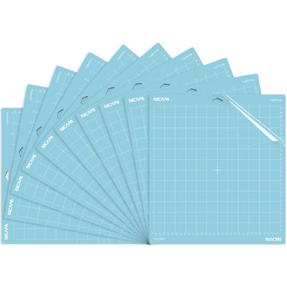 NICAPA Light Grip Cutting Mat (12x12 inch, 10 Pack) - Light Adhesive Sticky Blue Quilting Replacement Cut Mats