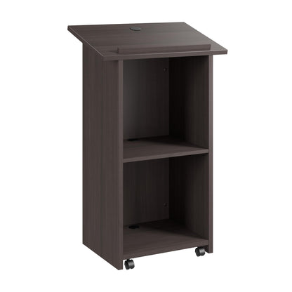 Bush Business Furniture Podium Lectern, 48 inch Tall, Professional-Grade Mobile Presentation Stand Up with Shelves, Envision Collection, Gray