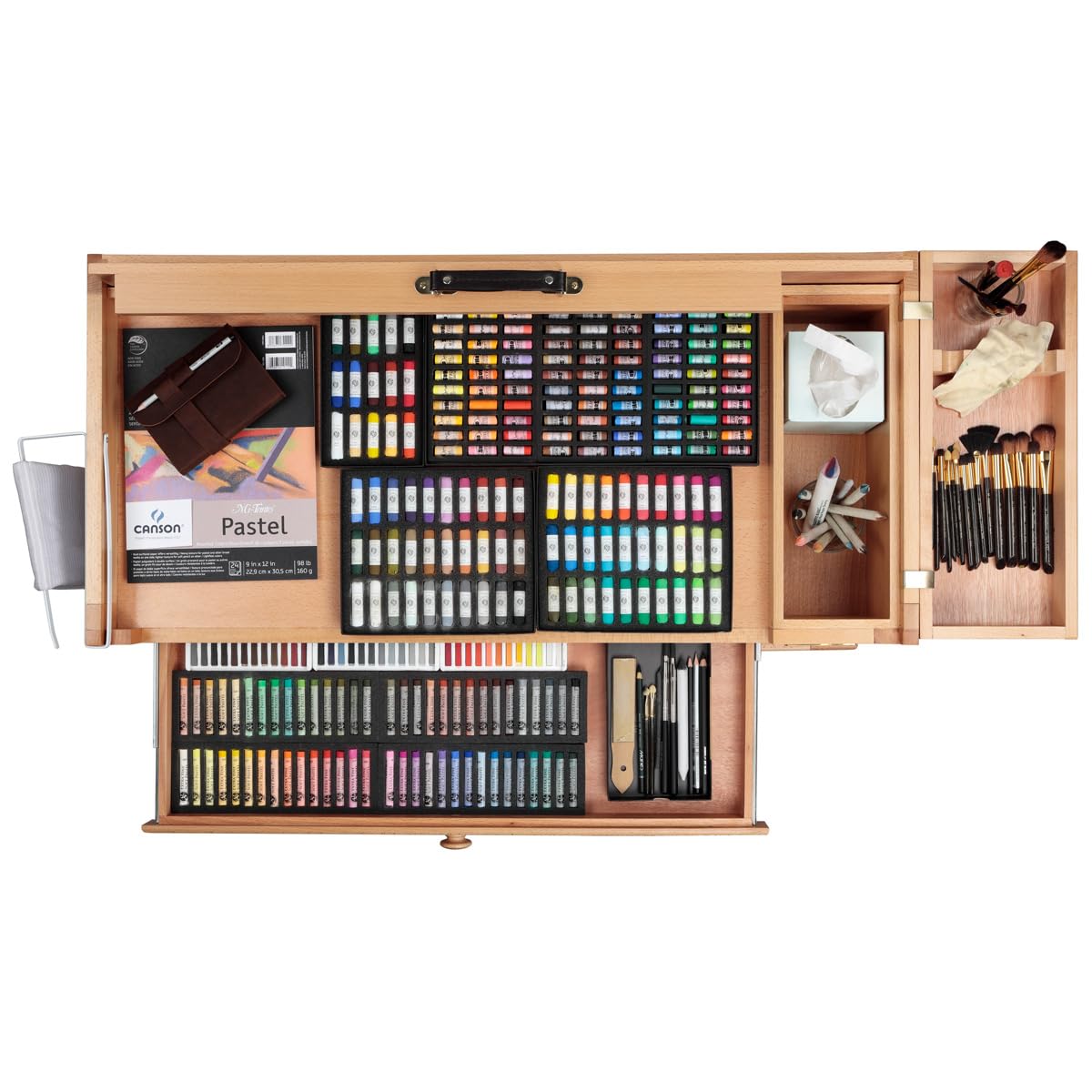 Creative Mark Todd Reifers Signature Artist Workstation - Crafting Table with Storage Cabinet, 38x32x18 Inches - Large Art Desk with Storage for Adults, Finished Beech Wood