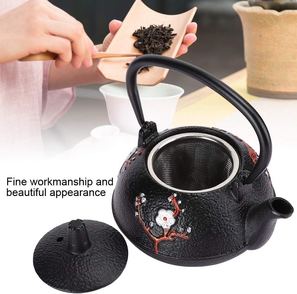 Teapot Stovetop Tea Kettle with Infuser, Uncoated Japanese Cast Iron, Black, 10 oz