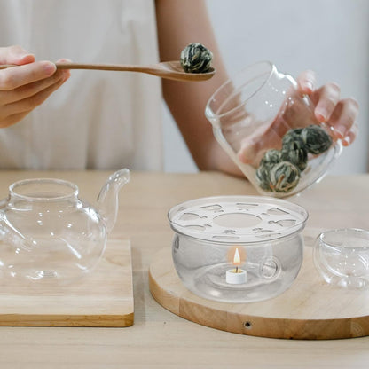 UPKOCH Glass Teapot Warmer, Clear High Borosilicate Glass Tea Kettle Heating Base for Home Kitchen