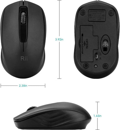 Rii Wireless Mouse, 2.4G Portable Computer Mice for PC, Laptop, Windows,Office Included Wireless USB dongle (Black)