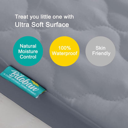 Regine Switzerland Crib Mattress Protector Sheets - 2 Pack Waterproof & Noiseless | 52" x 28" White & Gray
