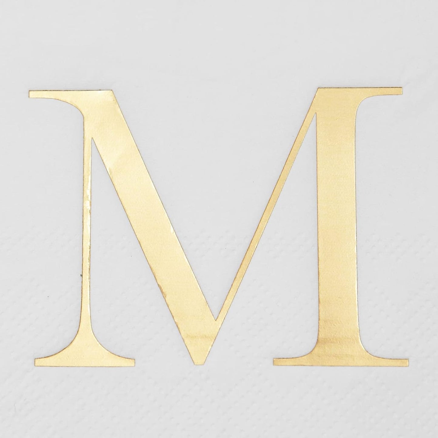 4 8 3-Ply, 100 Count Sparkle and Bash M Napkins Paper Guest Towels - x in, White & Gold, - Letter M Initial Napkins