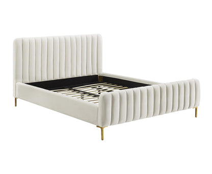 Tov Furniture Angela Velvet Bed in Full (Cream)
