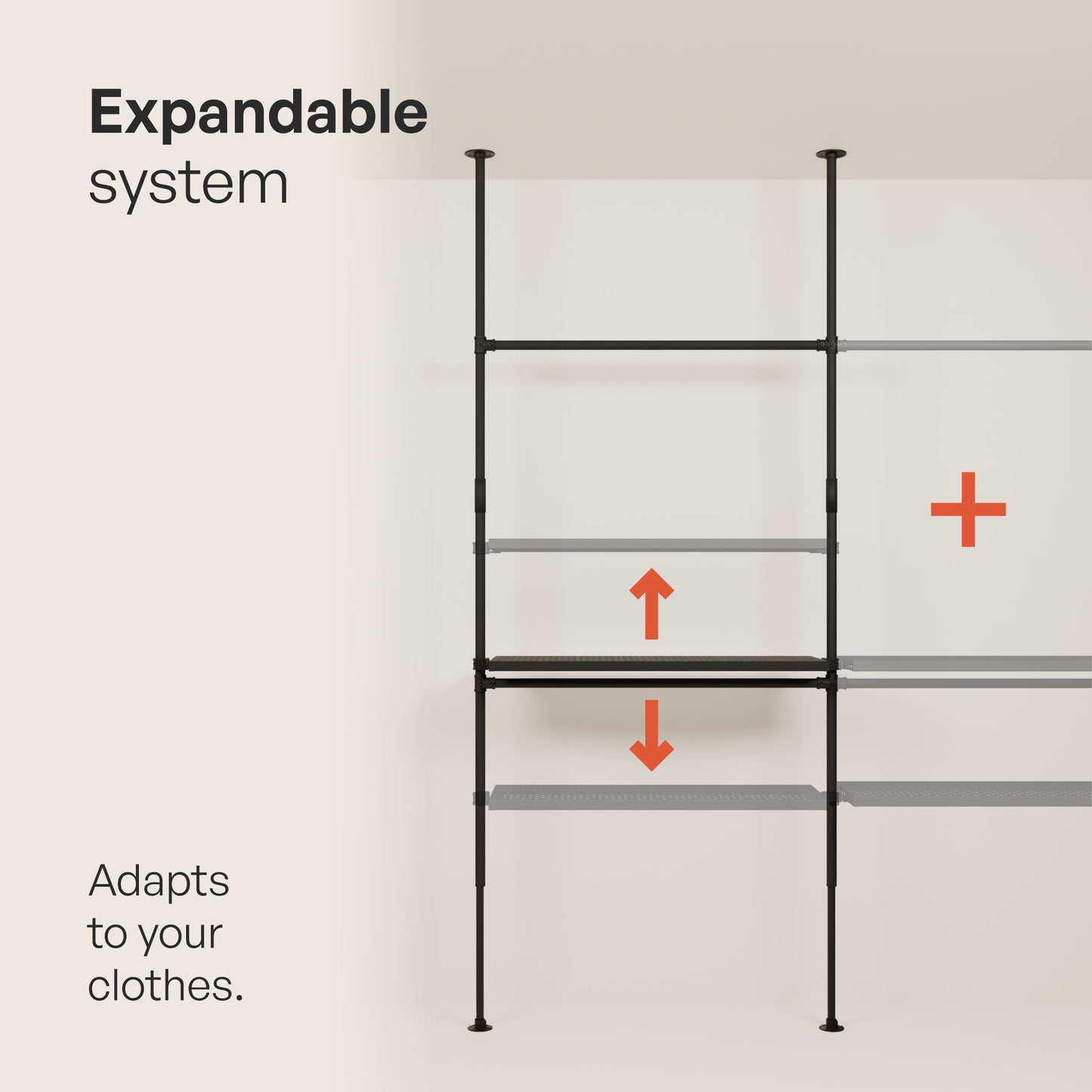 pamo Industrial Pipe Clothing Rack with Shelf - 550 lbs Capacity - Clamping Clothes Rack and Walk In Closet with Metal Shelf for Wardrobe