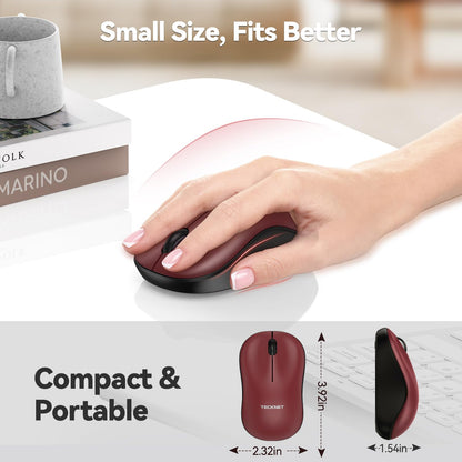 TECKNET Wireless Mouse for Laptop, 2.4G Silent Computer Mouse Quiet Click with 5 DPI Levels,Contoured Grip,Small Portable 30 Months Battery Cordless Mice for PC, Chromebook, Mac - Pink