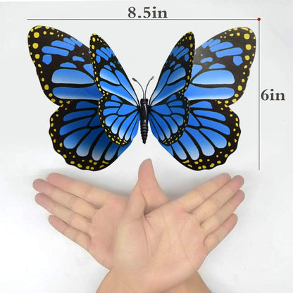 Skiennix 12PCS Giant Butterfly Wall Stickers - 3D Removable Decor for Kids' Rooms & Parties